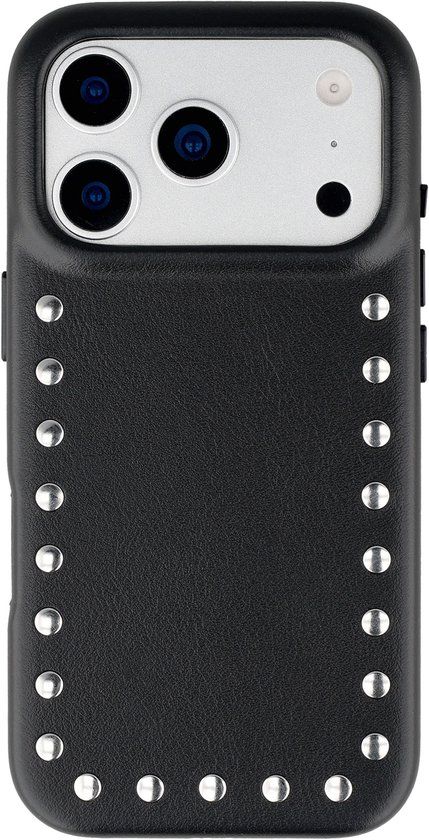 Selencia Hoesje - Geschikt voor Apple iPhone 17 Pro - Studs Backcover geschikt voor MagSafe - Velvet Black