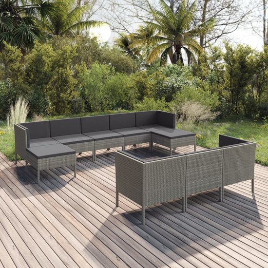 The Living Store Loungeset Tuinmeubelset - 57x69x69cm - Grijs - PE-rattan