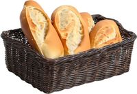 Kesper Brood/fruit mandje - gevlochten kunststof - mahonie bruin - rechthoek - L32 x B26 x H11 cm