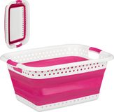 Merkloos Relaxdays Opvouwbare wasmand - Roze - Kunststof - 37L