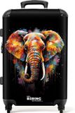 NoBoringSuitcases.com® Koffer groot - Rolkoffer lichtgewicht - Olifant versierd met kleurrijke spetters - Reiskoffer met 4 wielen - Grote trolley XL - 20 kg bagage