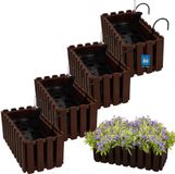 KOTARBAU® 4 st Balkonbak, Bloembak voor Balkon, Kunststof, 38 x 18 x 16 cm, Bruin