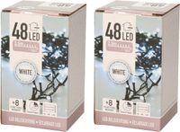 Merkloos Kerstverlichting - 2x - op batterij - helder wit - buiten - 48 lampjes