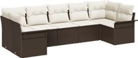 vidaXL Tuinbank - Set - 7-delig - Bruin - Polyrattan