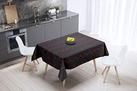 Bonamaison Tafelkleed, Anti-Mold, Sneldrogend, Waterdicht, 100% Polyester Tafellaken, rood Zwart, 140 x 140 Cm