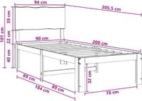 vidaXL Eenpersoonsbed met hoofdbord ROSTOCK Wit 90 x 200 cm