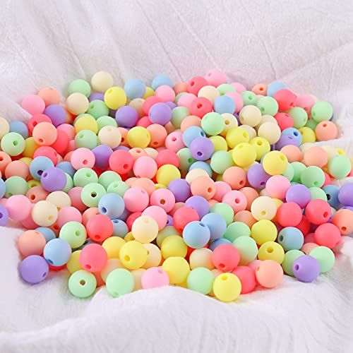 DAHI Kralen om op te rijgen ca. 400 stuks acryl kralen meerkleurig rond knutselkralen voor armbanden sieraden (kleurrijke matte kralen 10 mm)