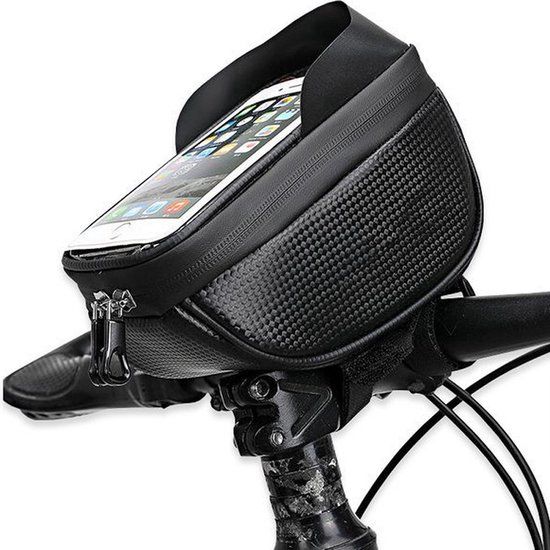 LuxeBass Telefoonhouder fiets | Waterproof & met opbergvak - Zwart