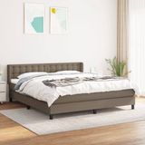 vidaXL Boxspringbed met matras, taupe, stof, 160x200 cm