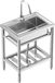 Évier en acier inoxydable sur pied, robinet inclus, dimensions : 70 x 50 x 86 cm