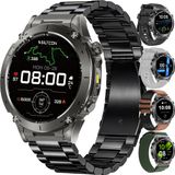 Siltcon® Vortex GPS Smartwatch Heren en Dames - Sport Horloge - Horloge Heren - Stappenteller - Hartslagmeter - Saturatiemeter - Belfunctie - 200+ Sportmodi - Kompas - Zaklamp - Waterdicht - AMOLED - Geschikt voor iOS/Android - 5 Bandjes