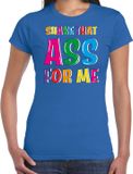 Bellatio Decorations verkleed t-shirt voor dames - Shake that ass for me - blauw - carnaval XL