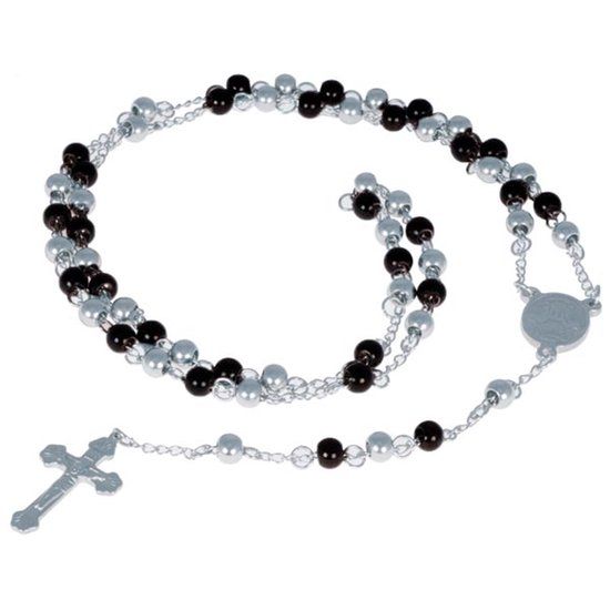 LGT JWLS LGT Jewels Rozenkrans Edelstaal Kralen Zwart Zilverkleurig