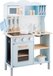 New Classic Toys Wooden Play Kitchen Blue - With Light-Up Hob and Chalkboard