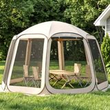 VEVOR Pop-up-tent, 365,76 x 335,28 cm, draagbare campingtent voor 10-12 personen, met net, draagtas, zijwanden en haringen, voor tuin, terras en outdooractiviteiten, beige