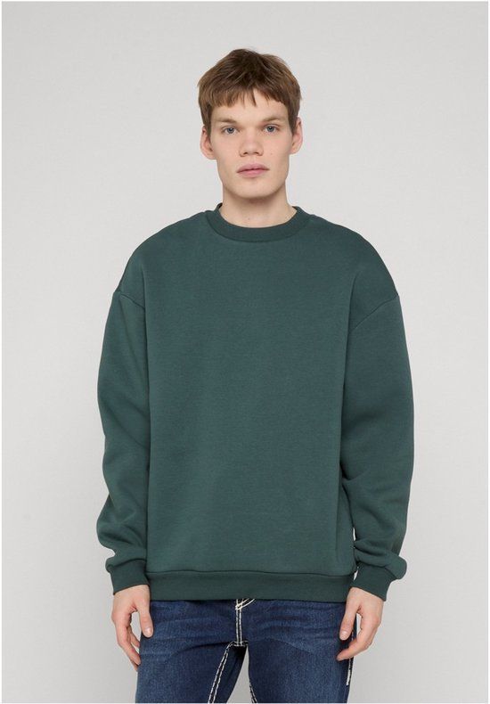 Urban Classics Fluffy Crewneck sweater/trui - Donkergroen - XXL