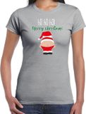 Bellatio Decorations fout Kerst t-shirt dames - Kerstman - grijs - Merry Christmas XXL