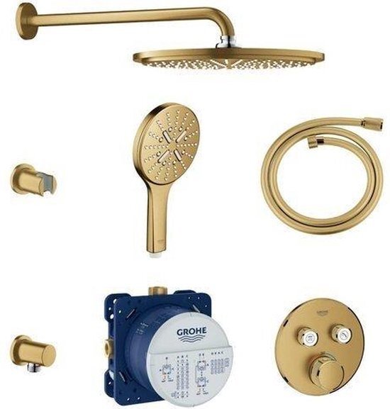 GROHE Grohtherm SmartControl thermostatische inbouw regendoucheset met hoofddouche en handdouche met slang 125cm rond cool sunrise geborsteld sw98824/sw98873/sw98897/sw98905/sw105953/sw354643/