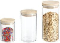 Secret de Gourmet Keuken voorraad bussen - potten - glas/hout - set 6x stuks - voedsel - 600 ml -1000 ml - 1300 ml