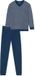 Schiesser Pyjama lang - Comfort Essentials - Heren Pyjamaset - Blauw