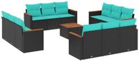 vidaXL 13-delige tuinbankset met kussens van zwart polyrotan