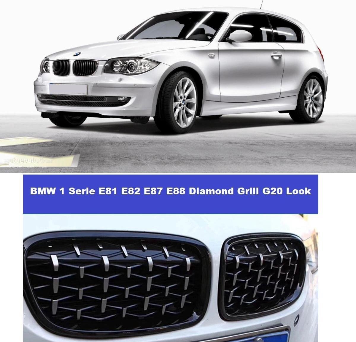 No Name Sport Grill Diamond Nieren Bmw 1 Serie E81 E82 E87 E88 Glans Zwart Chrome M3 Look G20 Look Exclusieve look 116 118 120 123 130 135 M1