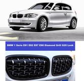 No Name Sport Grill Diamond Nieren BMW 1 Serie E81 E82 E87 E88 Glans Zwart Chrome M3 Look G20 Look 116 118 120 123 130 135 M1