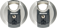 MASTER LOCK 70 mm RVS Discushangslot - 2 stuks - Weerbestendig - Zwart/Zilver