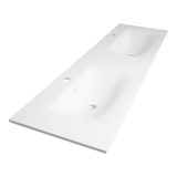 Saniclass Furiosa wastafelblad 160cm finestone met 2 kraangaten mat Wit 2472