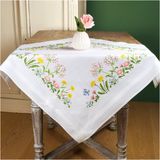 Vervaco Tafelkleed kit Veldbloemen - 80 x 80 cm