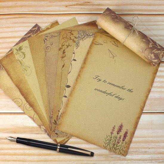 120 STKS Vintage Stationair Papier en Enveloppen Set, Kraft Schrijven Stationair Papier Vintage Briefpapier Vintage Kraft Enveloppen A5 Vintage Briefpapier Papier Sets voor Schrijven Printing DIY, Bruin