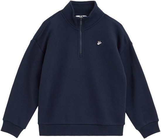 WE Fashion Jongens sweater met quarter-zip en embroidery