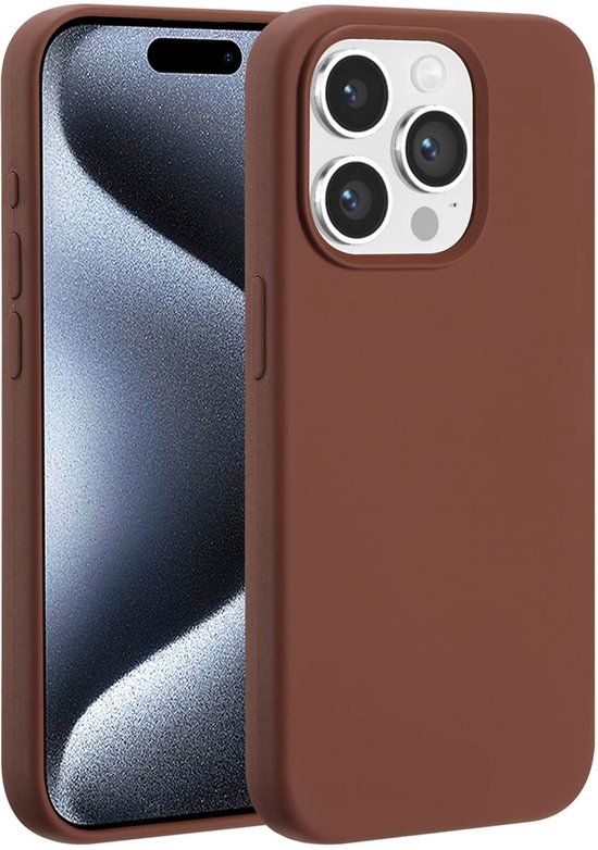 Accezz Liquid Silicone Backcover met MagSafe voor de Apple iPhone 15 Pro - New Tea Brown