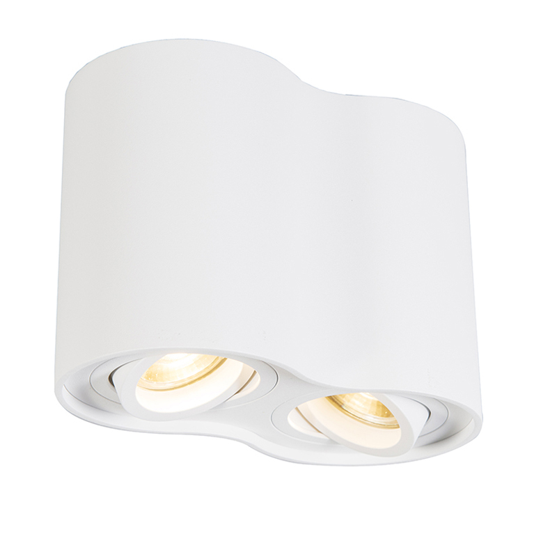 QAZQA Rondoo Duo - Plafond spot - 2 lichts - 180 mm - wit