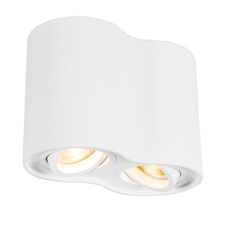 QAZQA Rondoo Duo - Plafond spot - 2 lichts - 180 mm - wit
