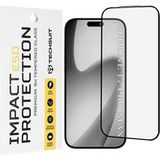 Techsuit Protecteur d'écran pour Apple 17 Pro Max, Verre trempé, Colle complète, Noir