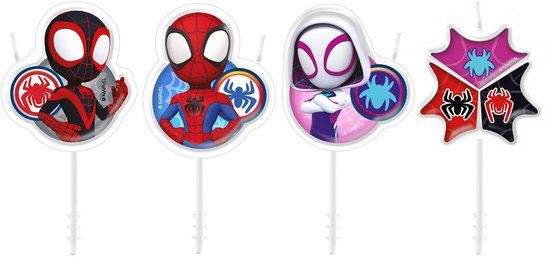 DEKORA Spidey and Friends Verjaardagskaarsen - 4 stuks