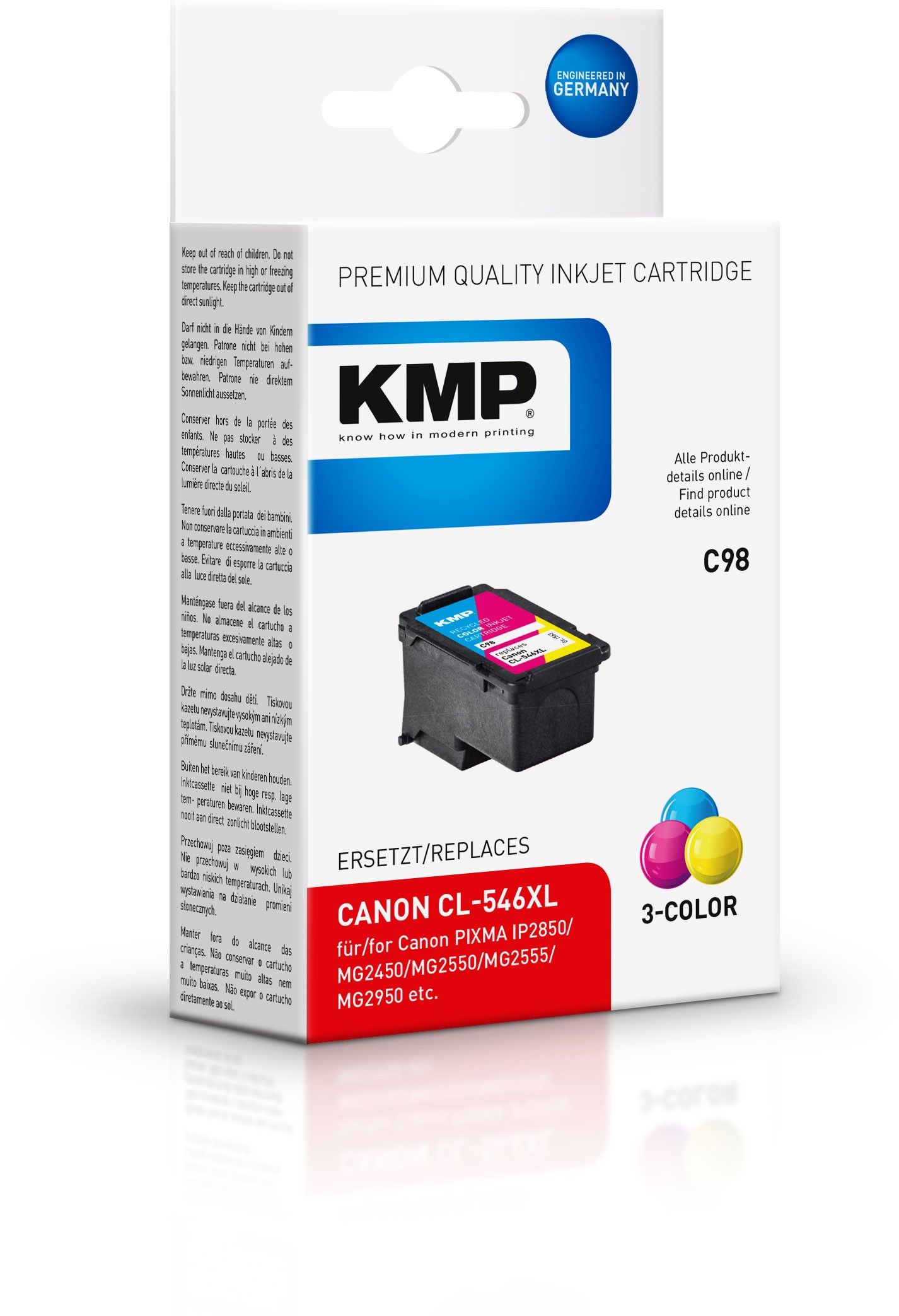 KMP C98 inktcartridge - Cyaan, geel, magenta - 13 ml - 300 pagina's - Canon