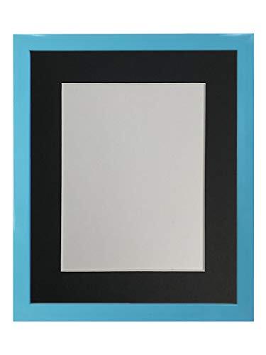 FRAMES BY POST 1,9 cm blauwe fotolijst passepartout 35,6 x 20,3 cm afbeeldingsgrootte 25,4 x 10,2 cm kunststof glas, zwarte houder, 14 x 8 afbeeldingsformaat 10 x 4 inch