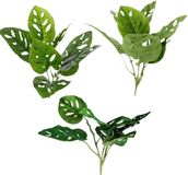 TopArt 3 stuks - Monstera - Monkey Leaf - Gatenplant - kunstplant - 7 bladeren - Ø 30cm - hoogte: 30cm