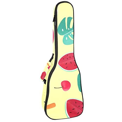 Mersov Tenor Ukulele Gigbag Waterdichte Ukelele Case Gewatteerde Rugzak, Geweldig voor Sopraan Concert (21/23/24") Watermeloen Bladeren Aardbei Cherry