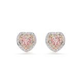 Swarovski One Oorknopjes, Heart-slijpvorm, Pavé, Hart, Roze, Gemengde metaalafwerking