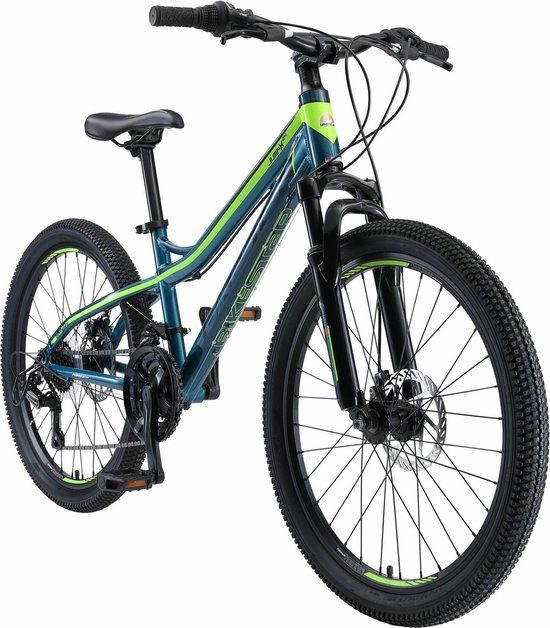 Bikestar Hardtail MTB 24 inch - Blauw/Groen - 21 Versnellingen - Unisex