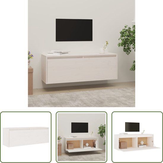 vidaXL Wandkast - Massief Grenenhout - Wit - 100x30x35 cm