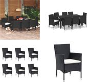 vidaXL 9-delige Tuinset met Kussens Poly Rattan Zwart