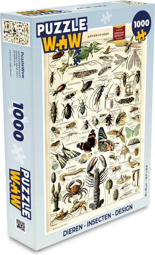 MuchoWow Puzzel Dieren - Adolphe Millot - Vintage - Insecten - Kunst - Legpuzzel - Puzzel 1000 stukjes volwassenen - Sinterklaas cadeautjes - Sinterklaas voor grote kinderen