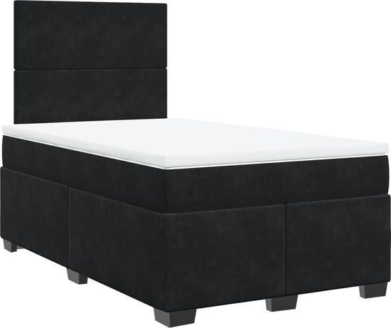 vidaXL Boxspring met matras fluweel zwart 120x200 cm