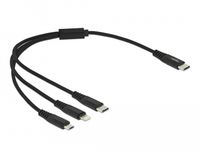 Delock 87148 USB-kabel USB 2.0 0,3 m USB C naar USB C/Micro-USB B/Lightning Zwart
