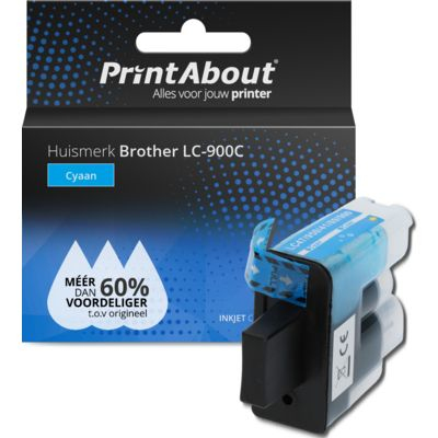 PrintAbout Huismerk Brother LC-900C Inktcartridge Cyaan