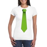 Bellatio Decorations Shoppartners Bv Wit t-shirt met groene stropdas dames S